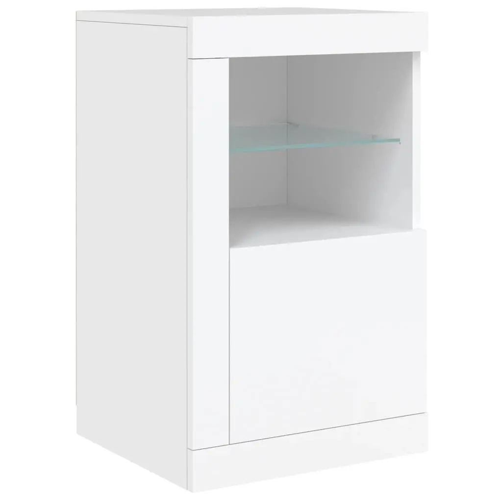 White Sideboard RGB LED Lights Modern Storage Cabinet Buffet 142.5 x 37 x 67 cm
