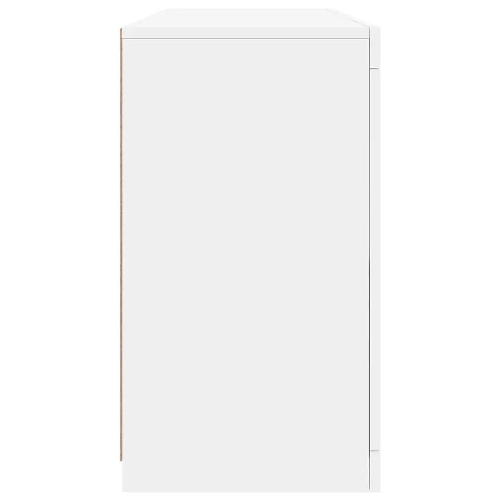 White Sideboard RGB LED Lights Modern Storage Cabinet Buffet 142.5 x 37 x 67 cm
