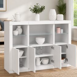 Concise 3-Piece RGB LED Sideboards in White