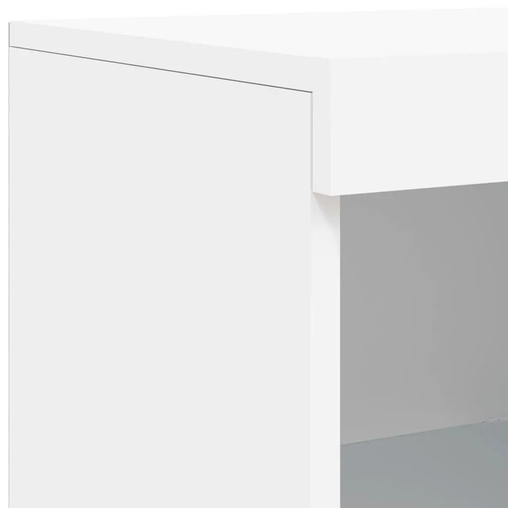 3 Piece Set Sideboards White Engineered Wood Storage Cabinets with Adjustable RGB LED Lights