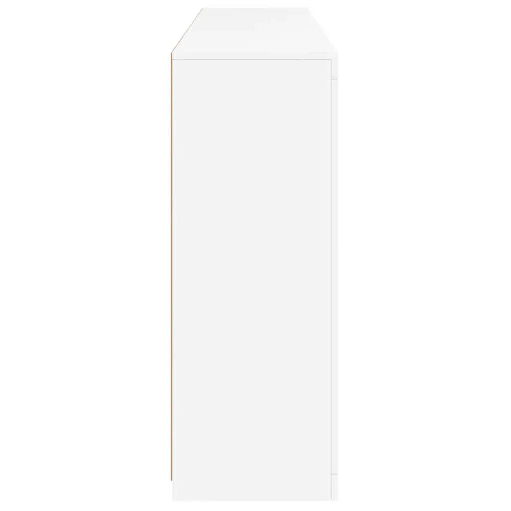 3 Piece Set Sideboards White Engineered Wood Storage Cabinets with Adjustable RGB LED Lights