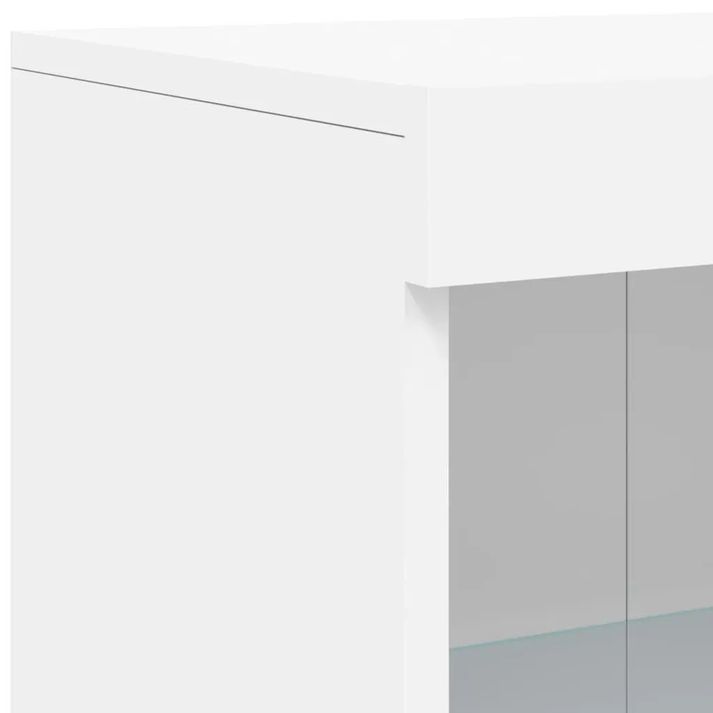 White Sideboard Cabinet RGB LED Lights Modern Storage Buffet 181.5 x 37 x 100 cm