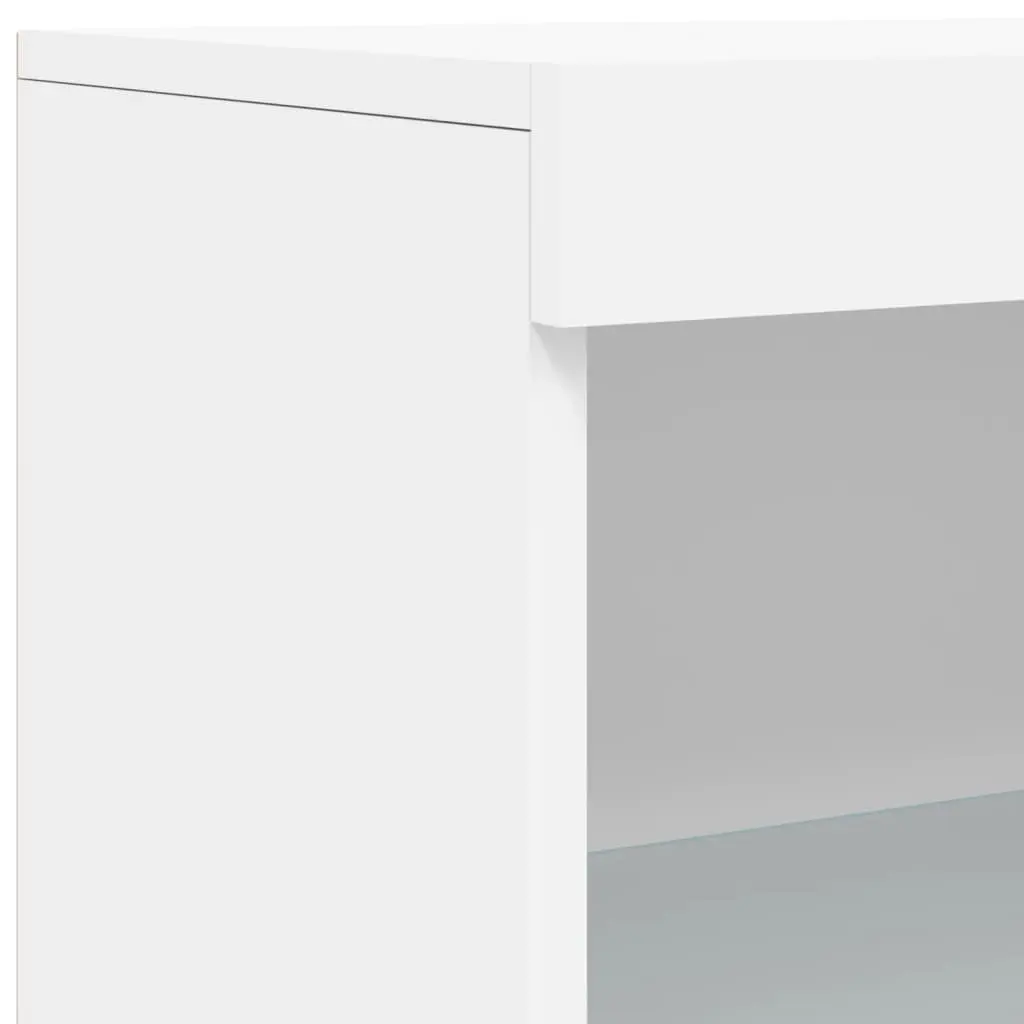 White Sideboard Cabinet RGB LED Lights Modern Storage Buffet 181.5 x 37 x 100 cm
