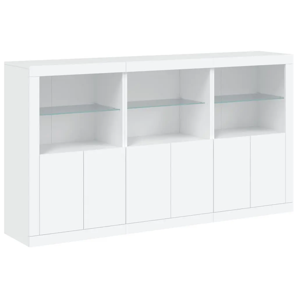 White Sideboard Cabinet RGB LED Lights Modern Storage Buffet 181.5 x 37 x 100 cm