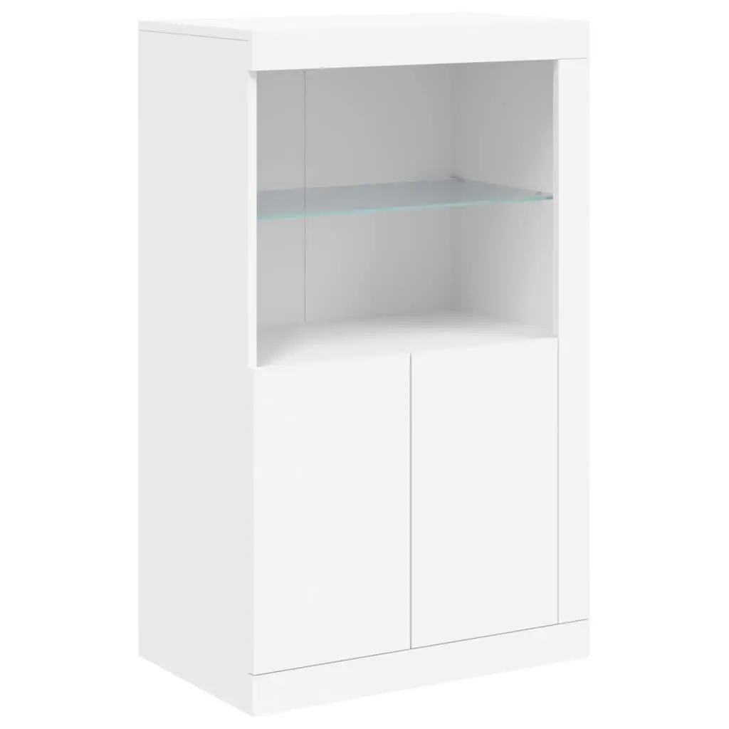 White Sideboard Cabinet RGB LED Lights Modern Storage Buffet 181.5 x 37 x 100 cm
