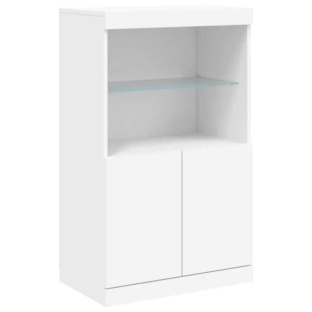White Sideboard Cabinet RGB LED Lights Modern Storage Buffet 181.5 x 37 x 100 cm
