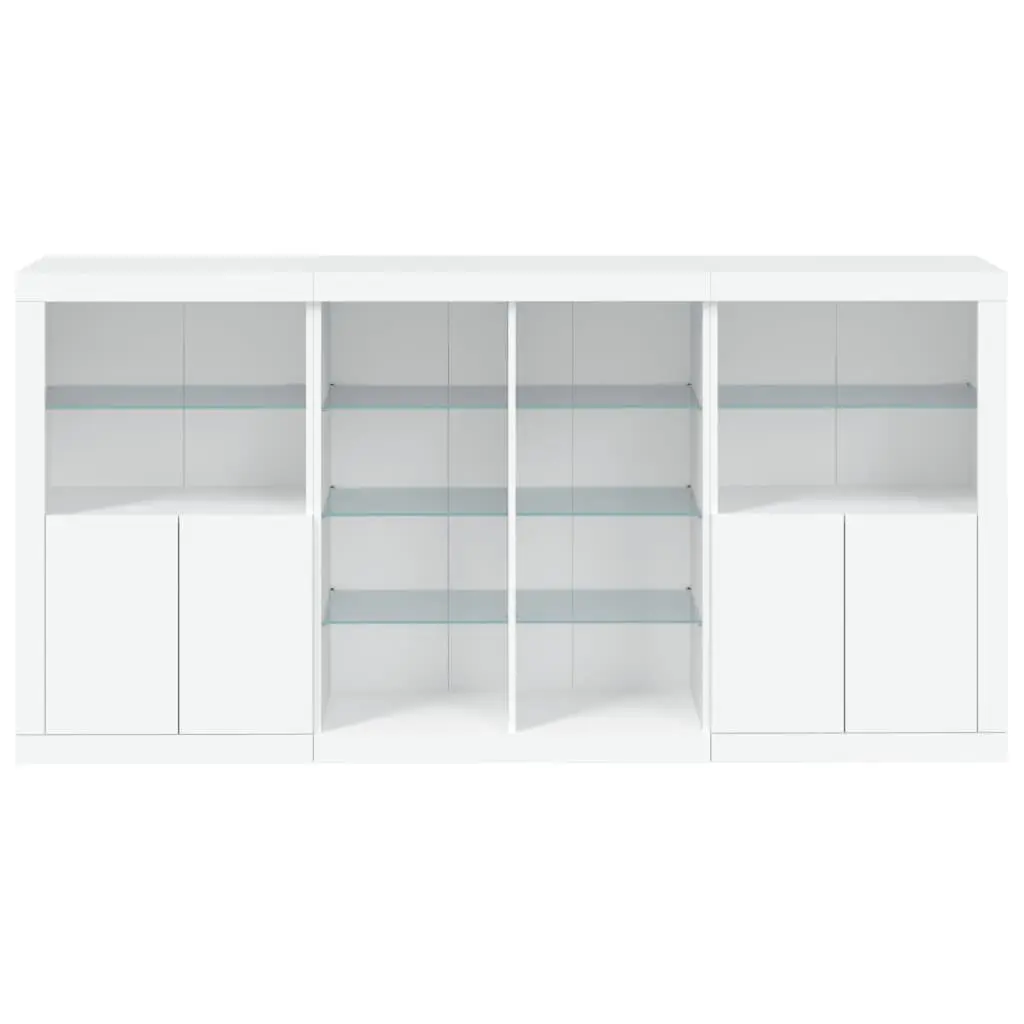 Sideboard White 202x37x100cm Modern with RGB LED Lights and Storage