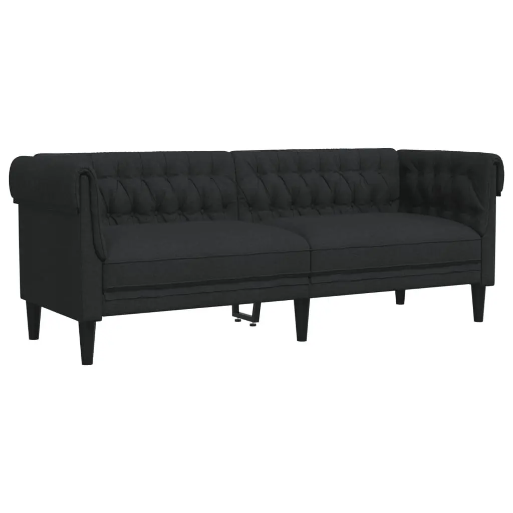 2 Piece Black Fabric Sofa Set Living Room Lounge Seating Modern Design