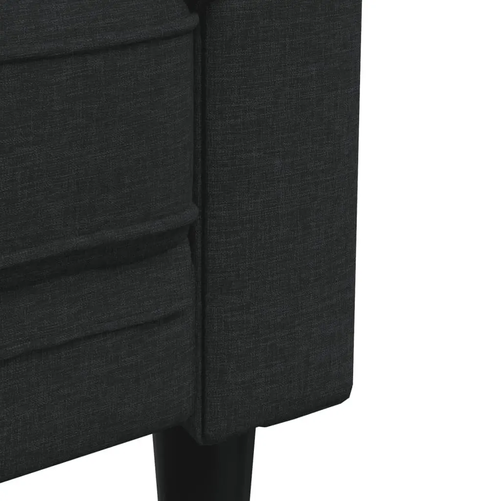 2 Piece Black Fabric Sofa Set Living Room Lounge Seating Modern Design