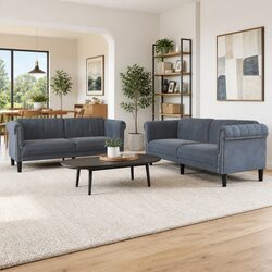 Modern Grey Velvet Sofa Set: Comfort Meets Style