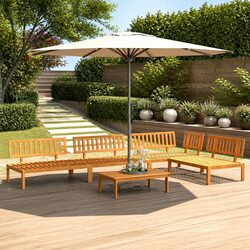 5 Piece Garden Pallet Sofa Set Outdoor Sectional Acacia Wood Brown Furniture