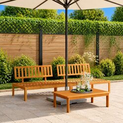 Outdoor Pallet Middle Sofas Set of 2 Garden Backyard Seating Solid Acacia Wood