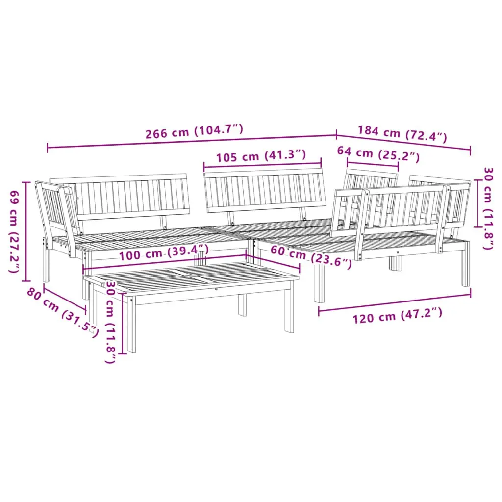 Outdoor Sectional Sofa Set 4 Piece Pallet Garden Furniture Brown Wood Seating