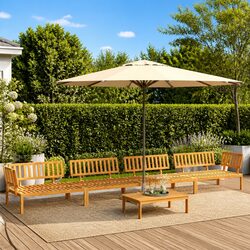 5 Piece Garden Pallet Sofa Set Solid Acacia Wood Outdoor Sectional Slatted Brown