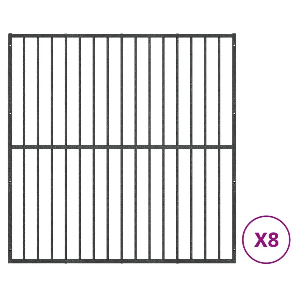 Dog Playpen Black 8 Panels Galvanised Steel Exercise Pen