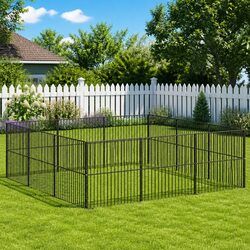 Dog Playpen 12 Panels Black Galvanised Steel Portable Pet Enclosure Exercise Pen