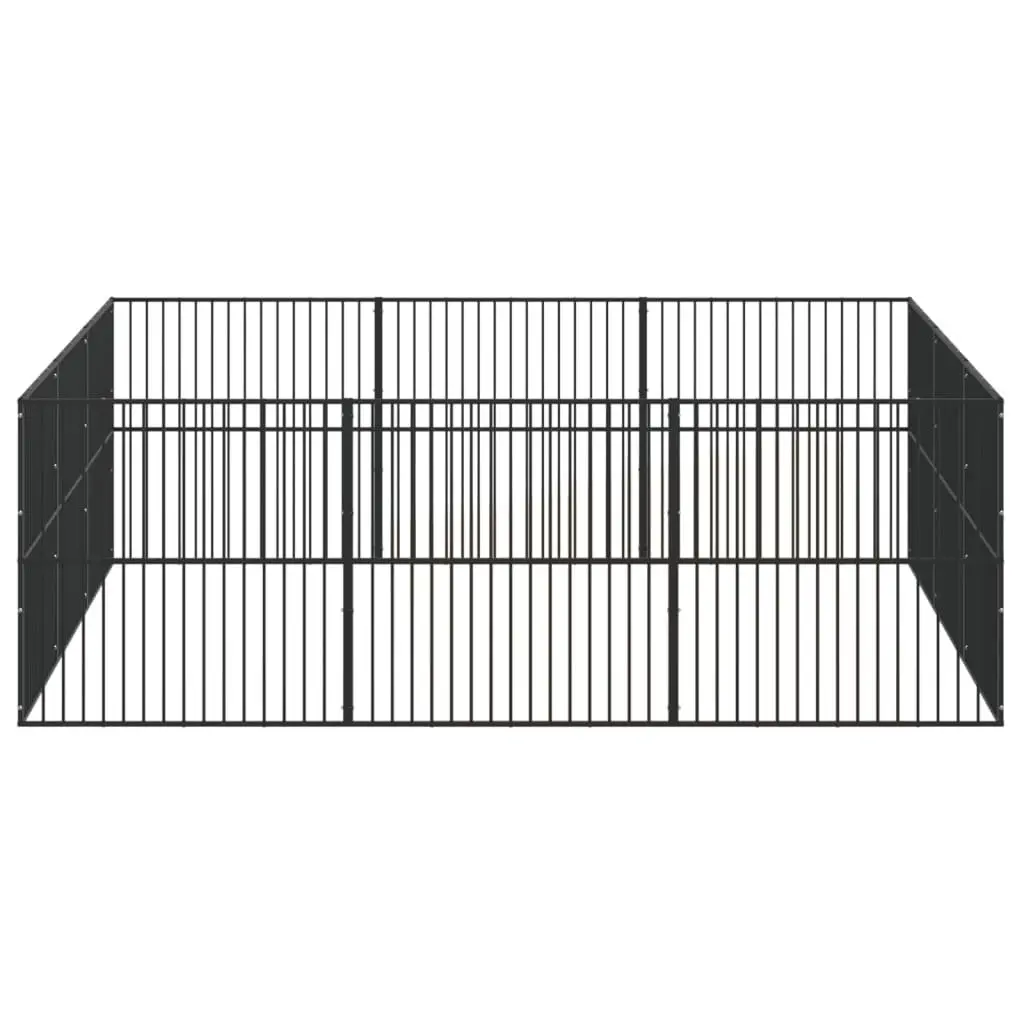 Dog Playpen Black 12 Panels Galvanised Steel Portable Exercise Pen