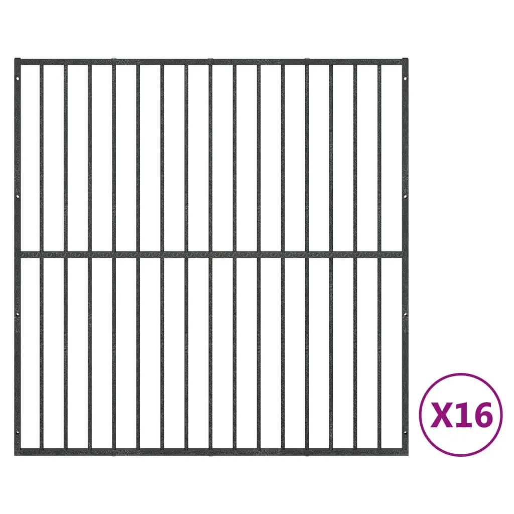 Dog Playpen Black 16 Panels Galvanised Steel Pet Exercise Enclosure