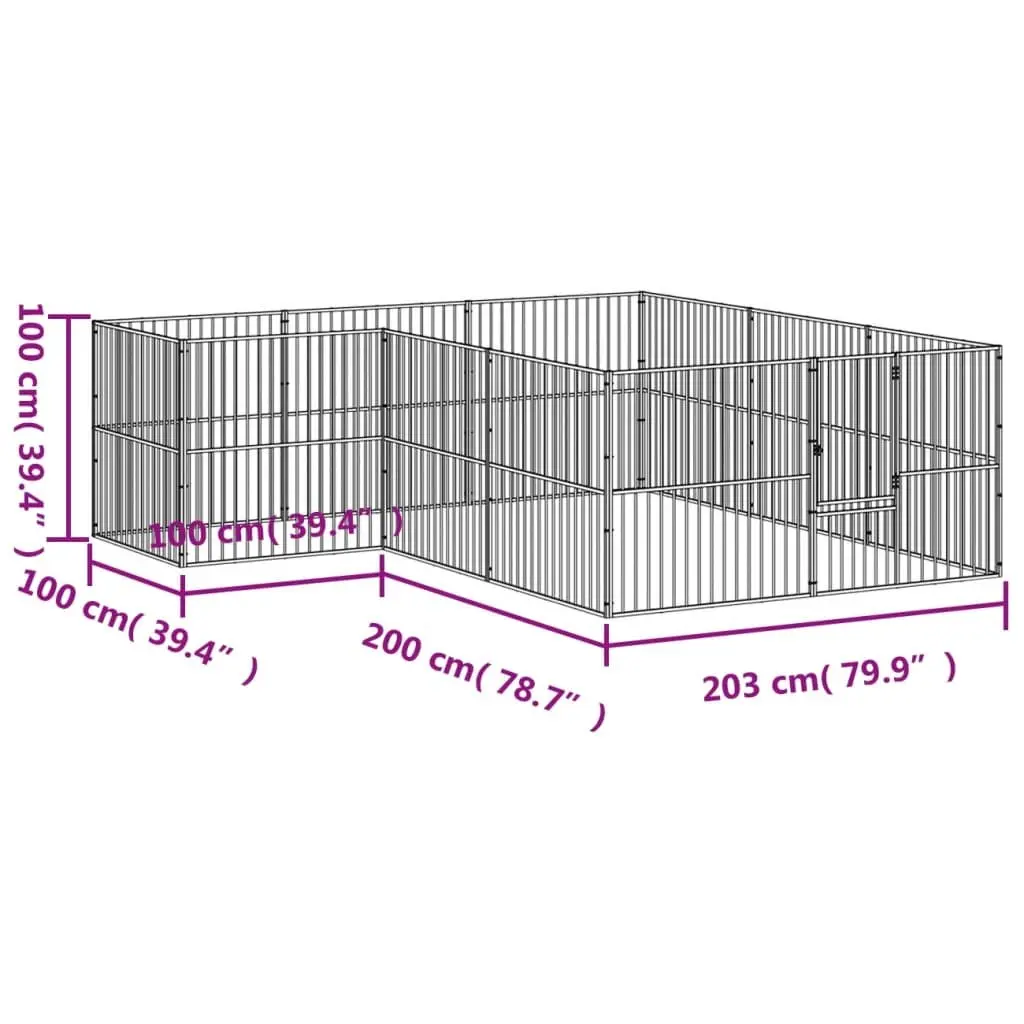 Dog Playpen Black 12 Panels Galvanised Steel Outdoor Pet Enclosure Exercise Pen