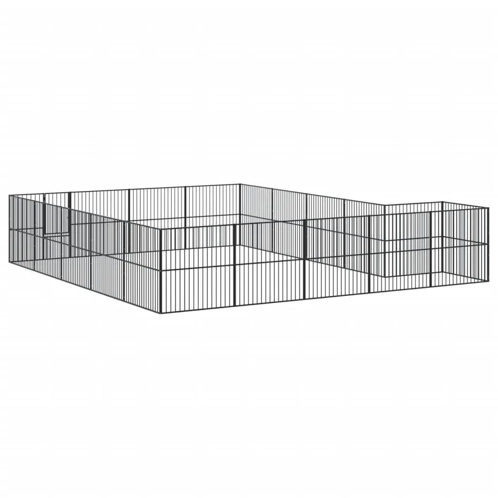 Dog Playpen Black 20 Panels Galvanised Steel Exercise Pen for Puppies and Small Animals