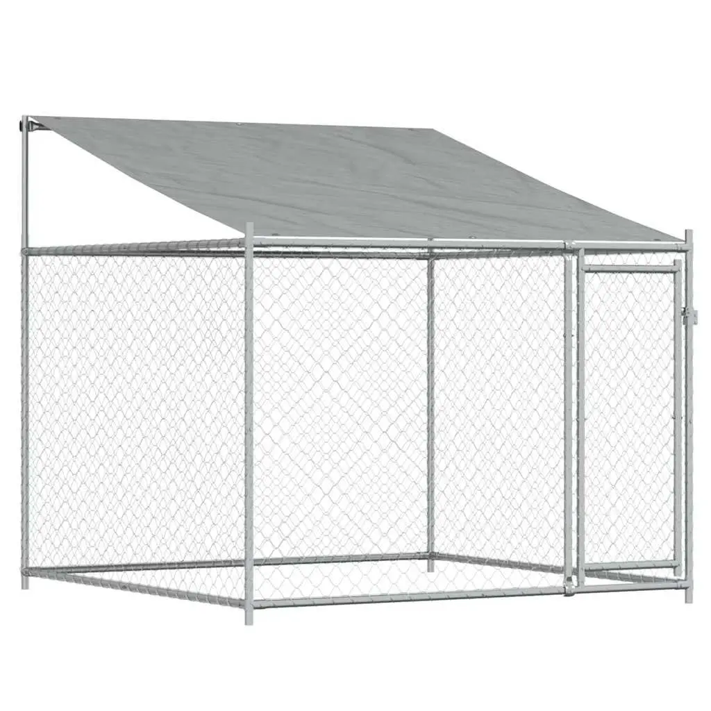 Dog Kennel Grey 6x2x2m Galvanised Steel Outdoor Cage with Roof and Lockable Doors