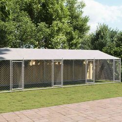 Compact Grey Dog Cage 12x2x2m with Roof