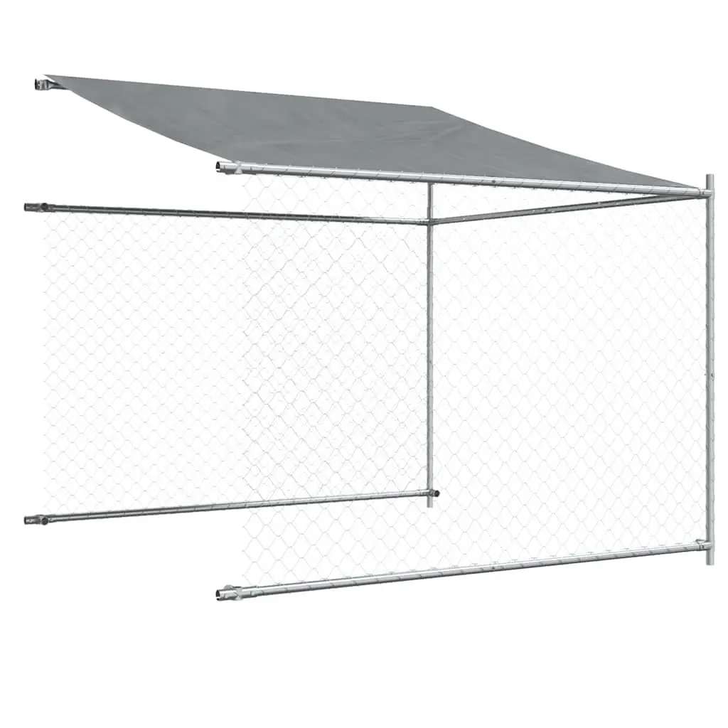Dog Kennel Grey 6x2x2m Galvanised Steel Outdoor Cage with Roof and Lockable Door