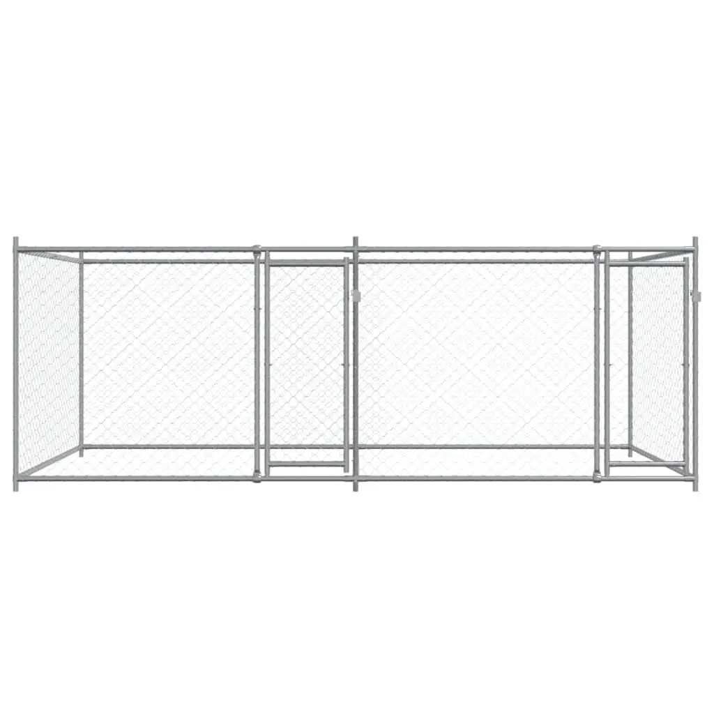 Dog Cage Kennel Run Enclosure Grey Galvanised Steel Outdoor Pet Exercise Pen