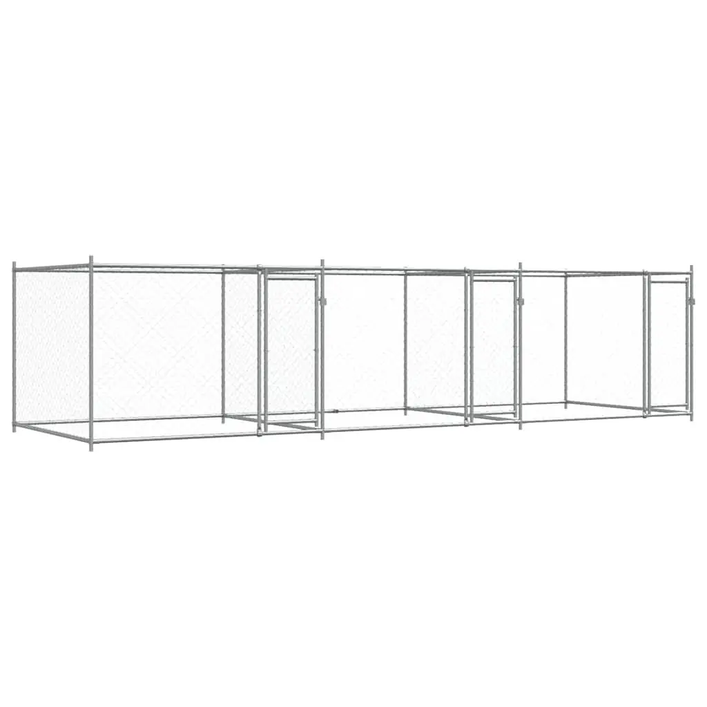 Dog Kennel Grey 6x2x1.5m Galvanised Steel Outdoor Pet Enclosure