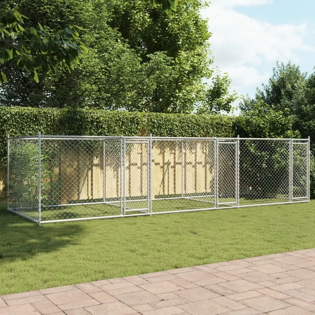 Dog Kennel Grey 6x2x1.5m Galvanised Steel Outdoor Pet Enclosure