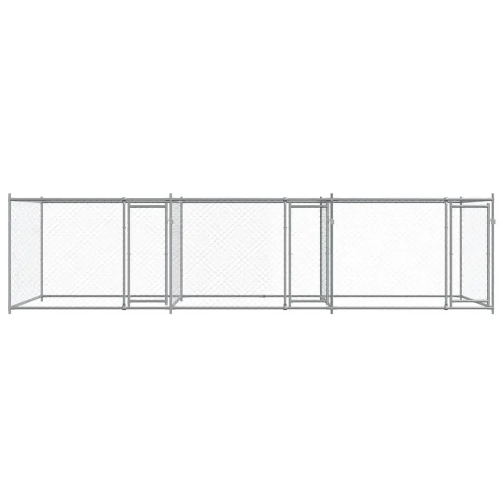 Dog Kennel Grey 6x2x1.5m Galvanised Steel Outdoor Pet Enclosure