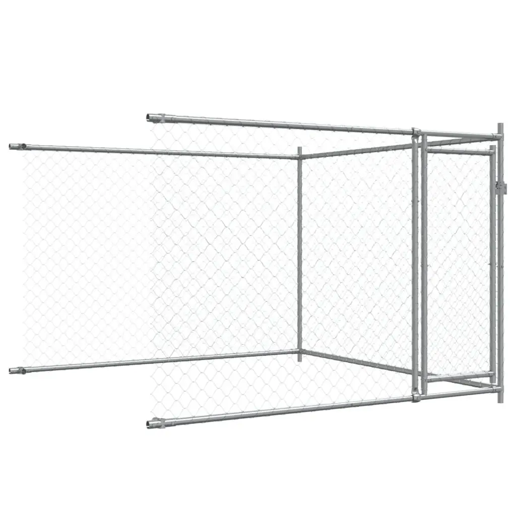 Dog Kennel Grey 6x2x1.5m Galvanised Steel Outdoor Pet Enclosure