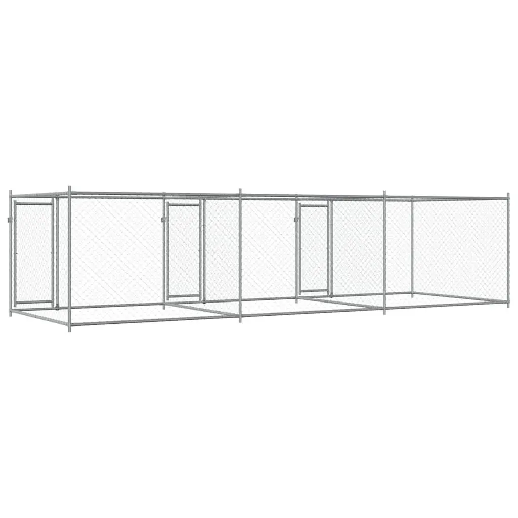 Dog Kennel Grey 6x2x1.5m Galvanised Steel Outdoor Pet Enclosure