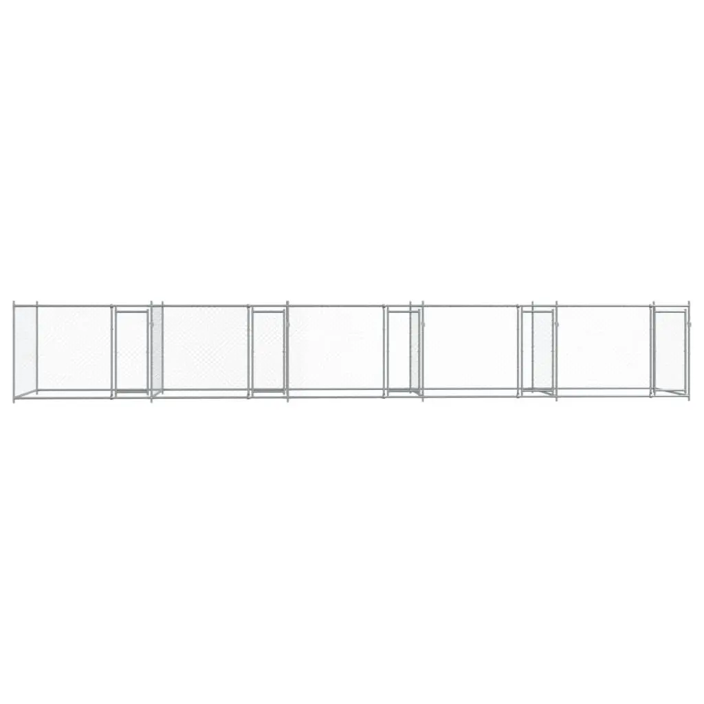 Dog Kennel Grey 10m x 2m Galvanised Steel Outdoor Enclosure with Lockable Doors