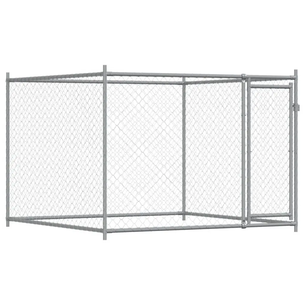 Dog Kennel Grey 10m x 2m Galvanised Steel Outdoor Enclosure with Lockable Doors