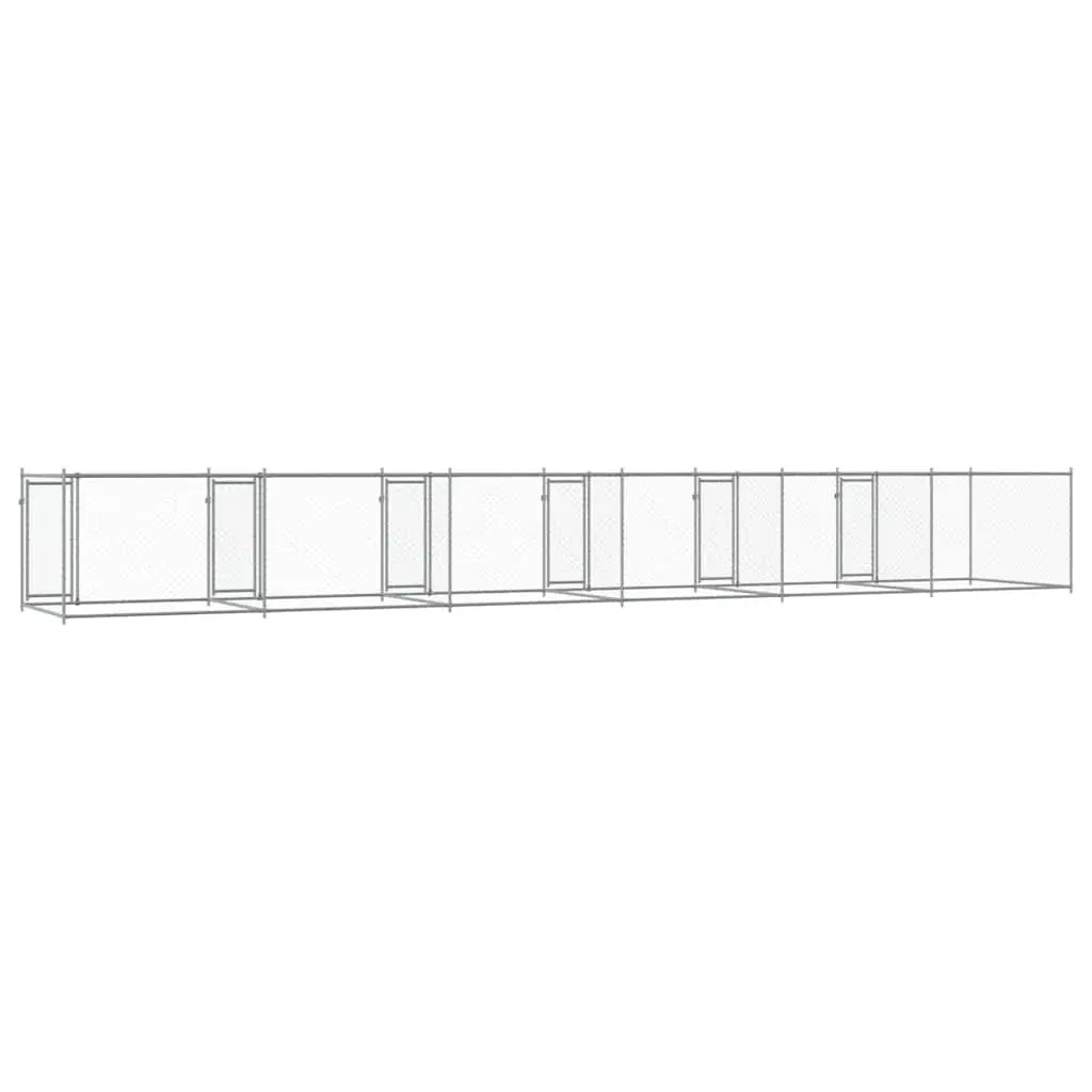 Dog Cage Grey Galvanised Steel Outdoor Kennel Run Pen Lockable Doors Mesh