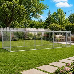 Grey Galvanised Steel Dog Cage with Mesh Access