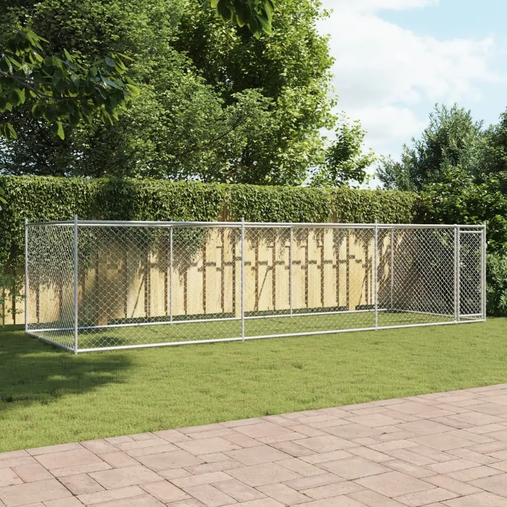 Dog Kennel Grey 6x2x1.5m Heavy-duty Galvanised Steel Mesh Door Outdoor Pet Enclosure