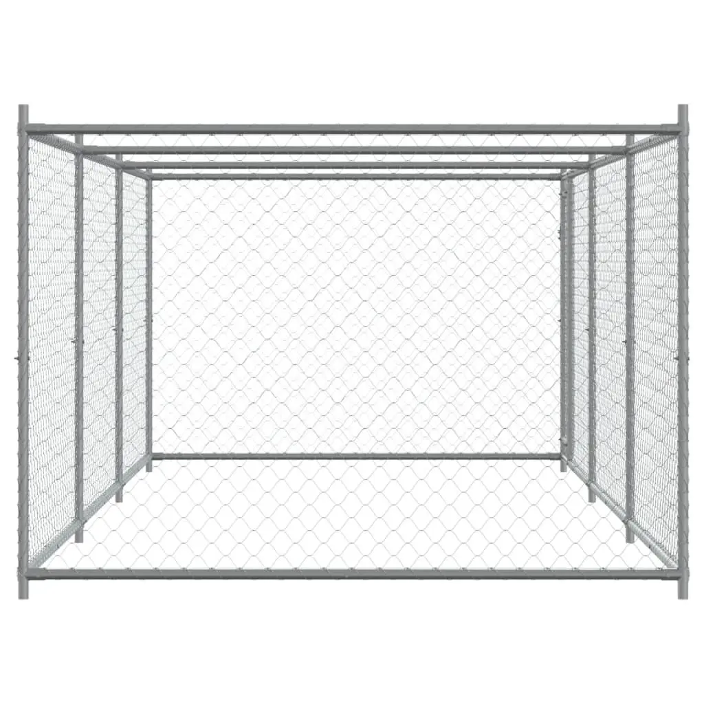 Dog Kennel Grey 6x2x1.5m Heavy-duty Galvanised Steel Mesh Door Outdoor Pet Enclosure