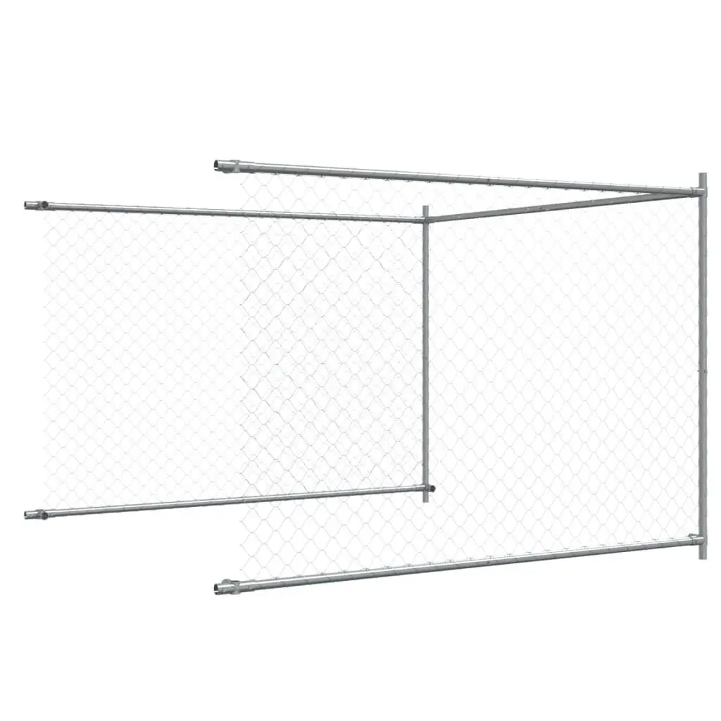 Dog Cage Grey Galvanised Steel Outdoor Kennel Pen Mesh Lockable Door