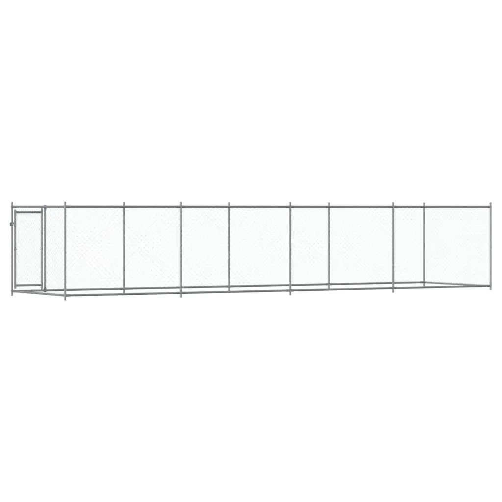 Dog Cage Grey Galvanised Steel Outdoor Kennel Pen Mesh Lockable Door