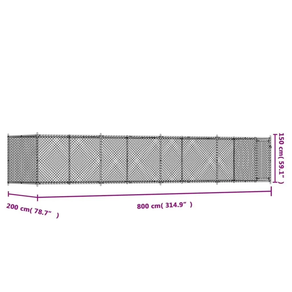 Dog Cage Grey Galvanised Steel Outdoor Kennel Pen Mesh Lockable Door