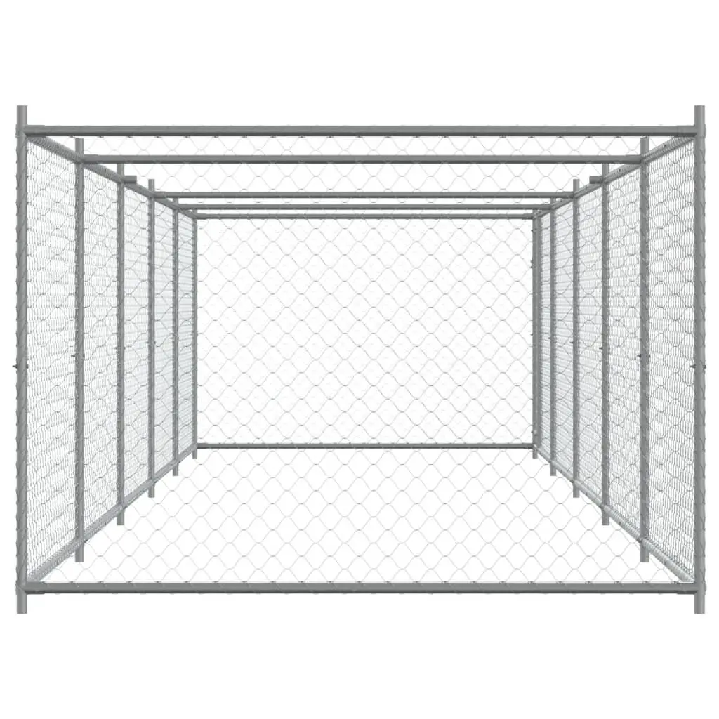 Dog Cage Grey Galvanised Steel Outdoor Exercise Training
