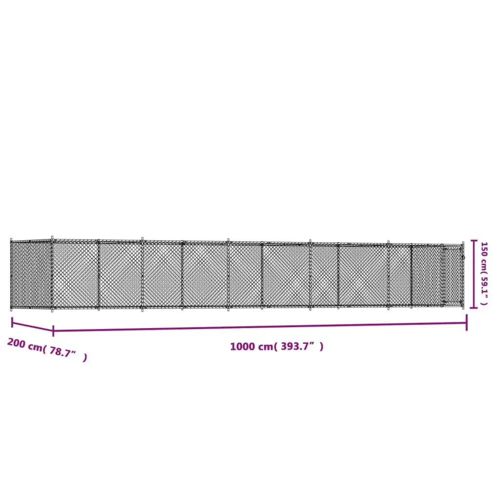 Dog Cage Grey Galvanised Steel Outdoor Exercise Training
