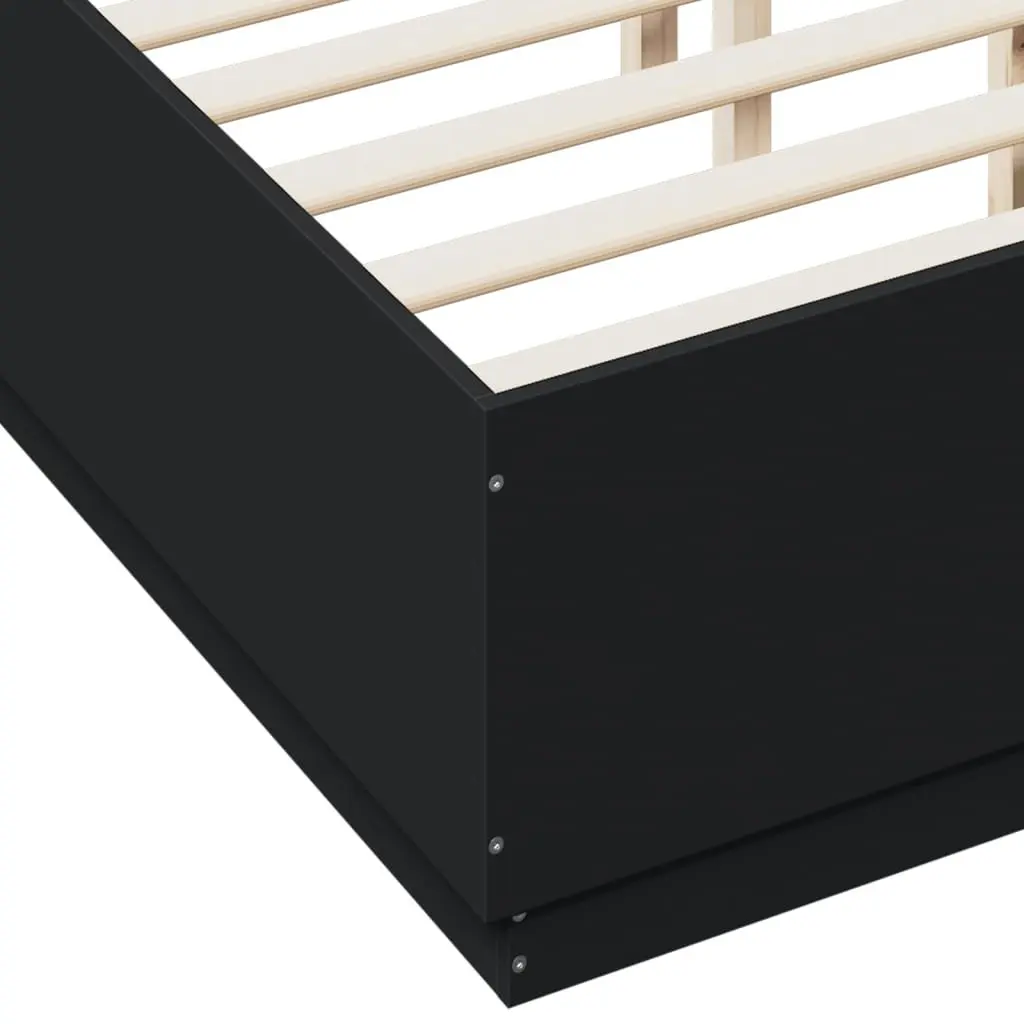 Bed Frame Black 135x190 cm RGB LED Lights Slatted Base
