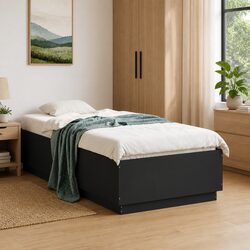 Concise Bed Frame with RGB LED Lights - Sturdy Design 90x190 cm