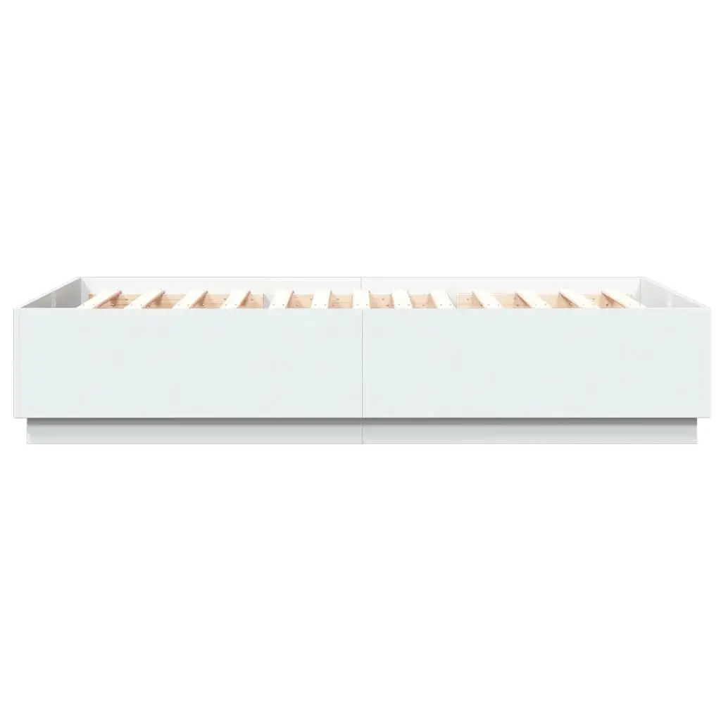 White Bed Frame 150x200 cm Modern Design Slatted Base Engineered Wood Bedroom