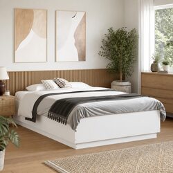 Concise Modern Bed Frame White 135x190 cm