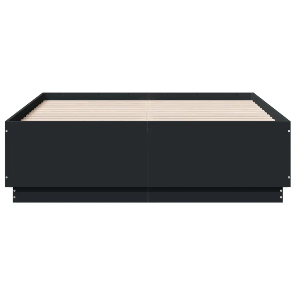Black Bed Frame 135x190cm Slatted Base Modern Design Bedroom Furniture