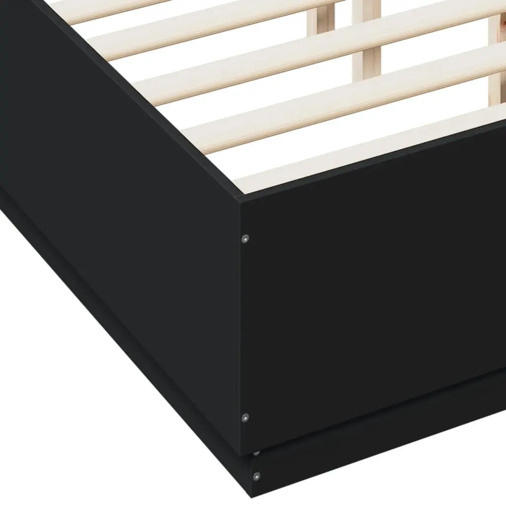 Black Bed Frame 135x190cm Slatted Base Modern Design Bedroom Furniture